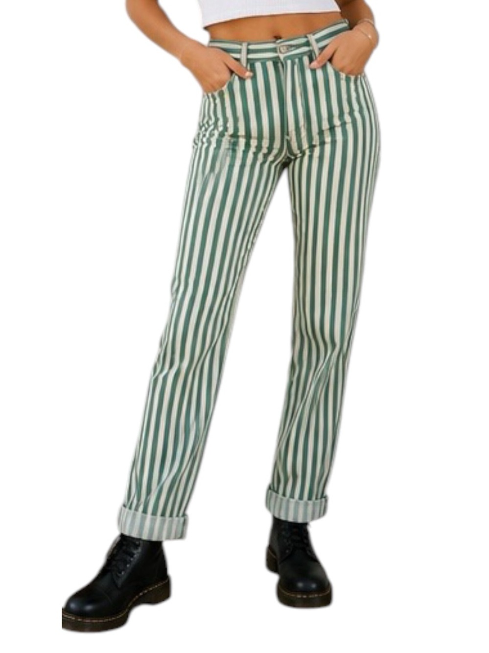 Mango | Vertical Stripe Relaxed fit jeans Sz 10 EUC